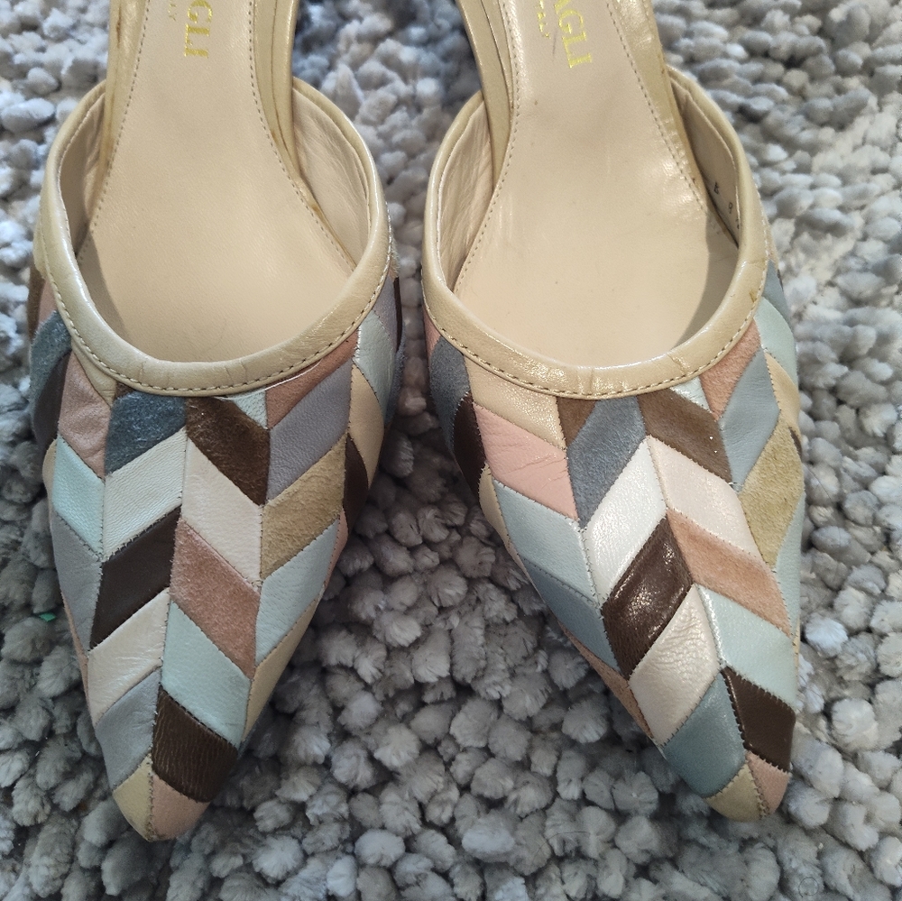 Bruno Magli Leather Patchwork Mules - image 2